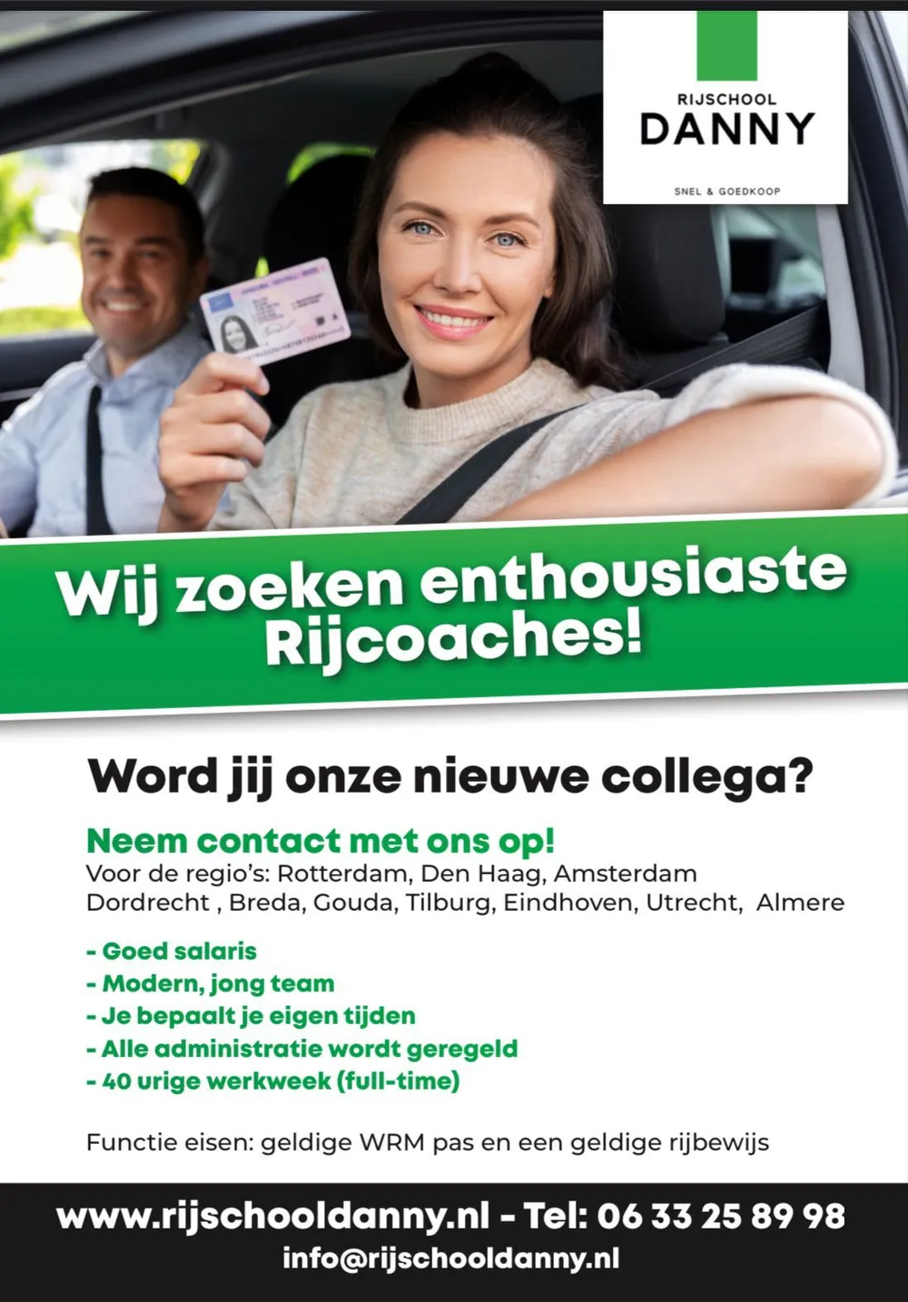 Vacature: Rijschool Danny zoekt een nieuwe collega